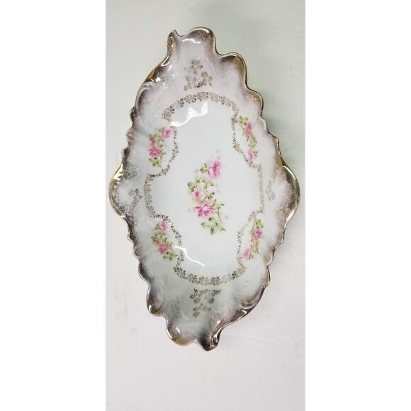 Antique Germany Oval Scalloped Bowl, CT Carl Tielsch, Centerpiece Dish 13-3/4" - Picture 6 of 7